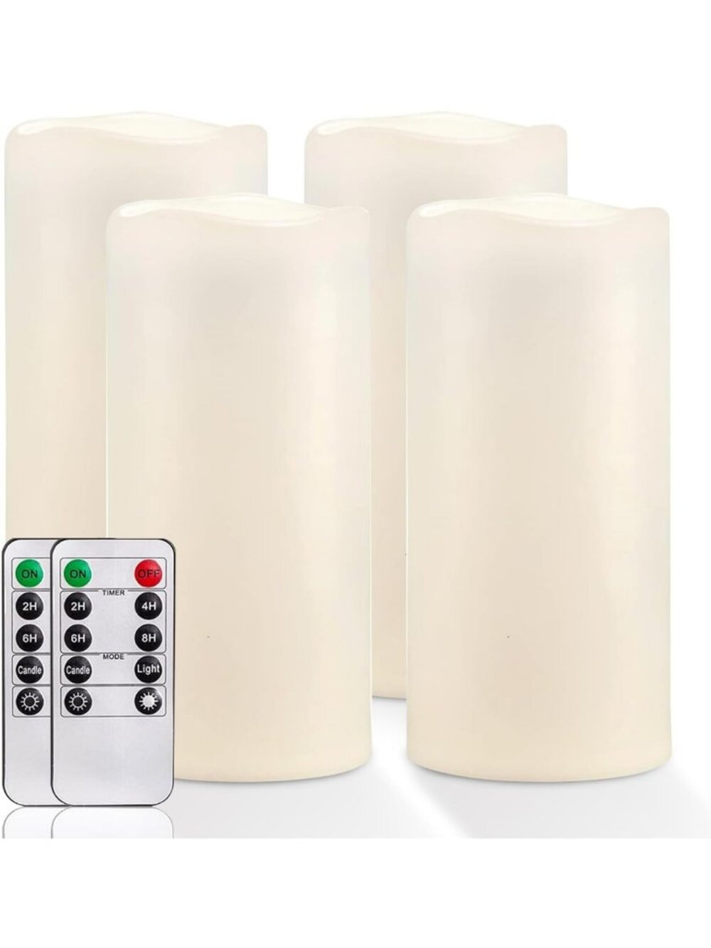 Set of 4 Waterproof Flameless Candles with Remote & Timer - Battery Operated LED